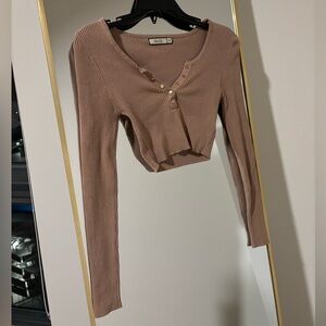 2bella Brown long sleeve crop top
